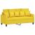 Set de canapele cu perne, 3 piese, galben deschis, textil GartenMobel Dekor