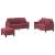 Set canapea cu perne, 3 piese, roșu vin, material textil GartenMobel Dekor