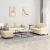 Set de canapele cu perne, 3 piese, crem, textil GartenMobel Dekor