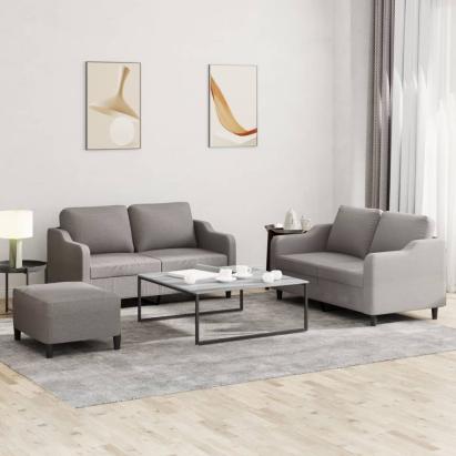 Set de canapea cu perne, 3 piese, gri taupe, material textil GartenMobel Dekor