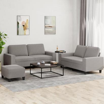 Set de canapele, 3 piese, gri taupe, textil GartenMobel Dekor