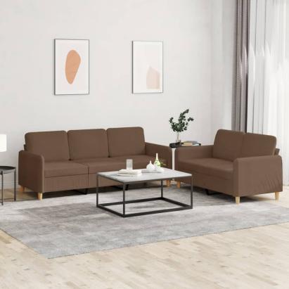 Set de canapele cu perne, 2 piese, maro, textil GartenMobel Dekor