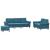 Set de canapele cu perne, 3 piese, albastru, catifea GartenMobel Dekor