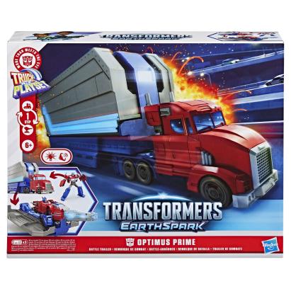 TRANSFORMERS EARTHSPARK CAMION CU REMORCA DE LUPTA OPTIMUS PRIME SuperHeroes ToysZone