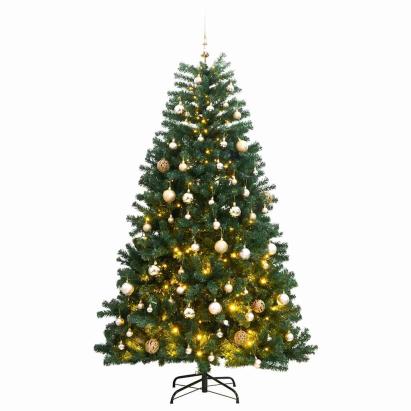 Brad Crăciun artificial articulat cu 300 LED-uri/globuri 240 cm GartenMobel Dekor