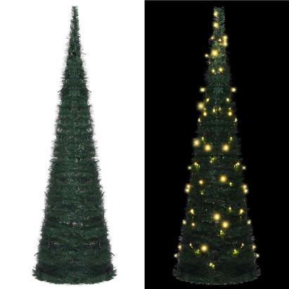 Brad șnur de Crăciun artificial pop-up pre-iluminat verde 150cm GartenMobel Dekor
