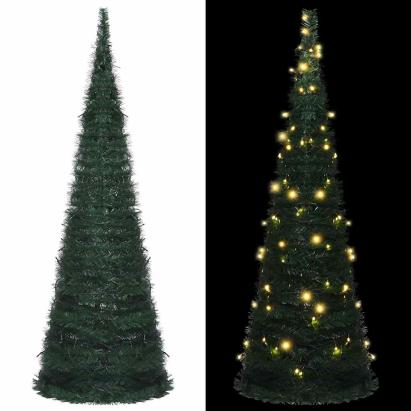 Brad șnur de Crăciun artificial pop-up pre-iluminat verde 180cm GartenMobel Dekor