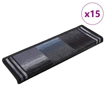 Covorașe scări autoadezive, 15 buc., negru și gri, 65x21x4 cm GartenMobel Dekor