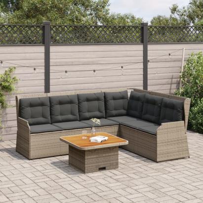 Set mobilier de grădină cu perne, 5 piese, gri, poliratan GartenMobel Dekor