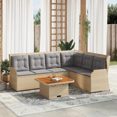 Set mobilier de grădină cu perne, 5 piese, bej, poliratan GartenMobel Dekor