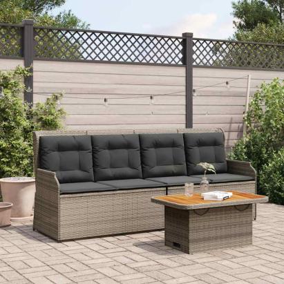Set mobilier de grădină cu perne, 3 piese, gri, poliratan GartenMobel Dekor
