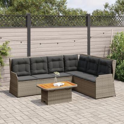 Set mobilier de grădină cu perne, 5 piese, gri, poliratan GartenMobel Dekor