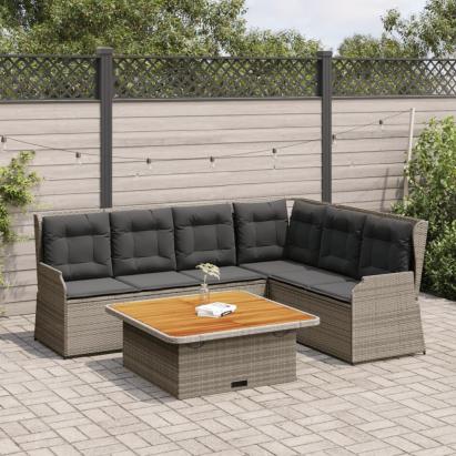 Set mobilier de grădină cu perne, 5 piese, gri, poliratan GartenMobel Dekor