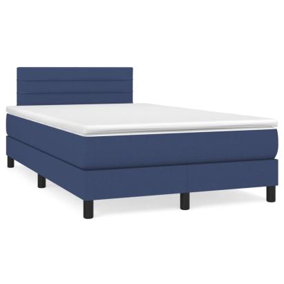 Pat box spring cu saltea, albastru, 120x190 cm, material textil GartenMobel Dekor
