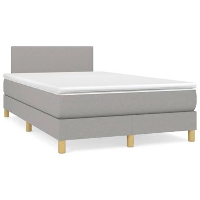Pat box spring cu saltea, gri deschis, 120x190 cm, textil GartenMobel Dekor