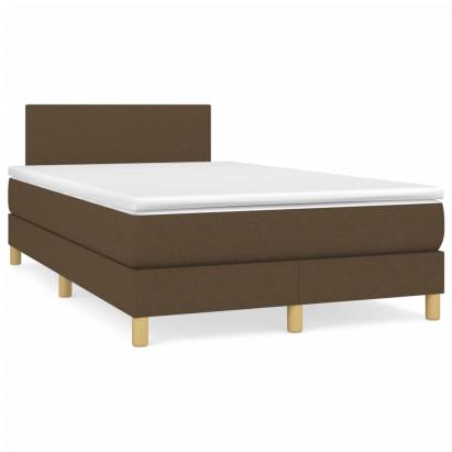Pat box spring cu saltea, maro închis, 120x190 cm, textil GartenMobel Dekor