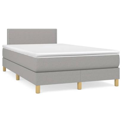 Pat box spring cu saltea, gri deschis, 120x190 cm, textil GartenMobel Dekor