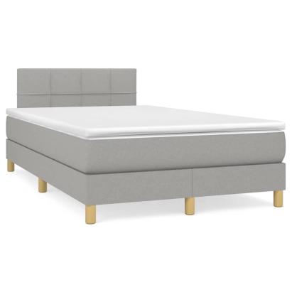 Pat box spring cu saltea, gri deschis, 120x190 cm, textil GartenMobel Dekor