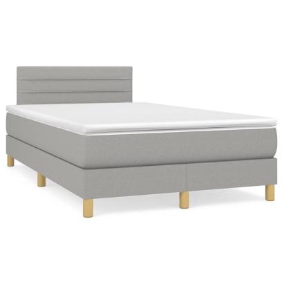 Pat box spring cu saltea, gri deschis, 120x190 cm, textil GartenMobel Dekor