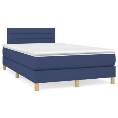 Pat box spring cu saltea, albastru, 120x190 cm, material textil GartenMobel Dekor