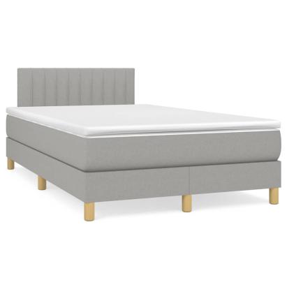 Pat box spring cu saltea, gri deschis, 120x190 cm, textil GartenMobel Dekor