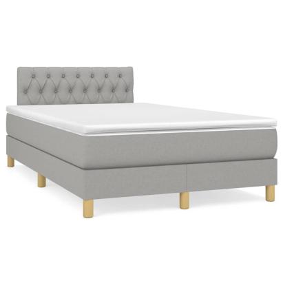 Pat box spring cu saltea, gri deschis, 120x190 cm, textil GartenMobel Dekor