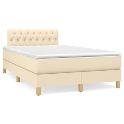 Pat continental cu saltea, crem, 120x190 cm, textil GartenMobel Dekor