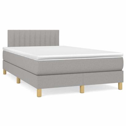 Pat cu arcuri, saltea și LED, gri deschis, 120x190 cm, textil GartenMobel Dekor