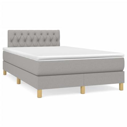 Pat cu arcuri, saltea și LED, gri deschis, 120x190 cm, textil GartenMobel Dekor