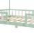 Pat Copii Treviolo tip Casuta Montessori, Dimensiuni 200x120cm, Lemn de Brad, Culoare Verde Menta
