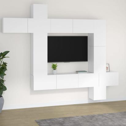 Set comodă TV, 9 piese, alb, lemn prelucrat GartenMobel Dekor