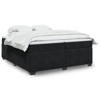 Pat box spring cu saltea, negru, 200x200 cm, catifea GartenMobel Dekor