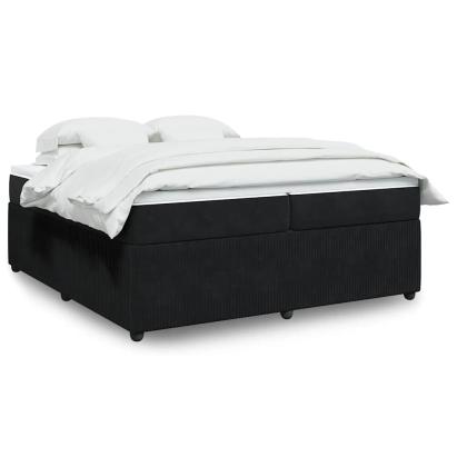 Pat box spring cu saltea, negru, 200x200 cm, catifea GartenMobel Dekor