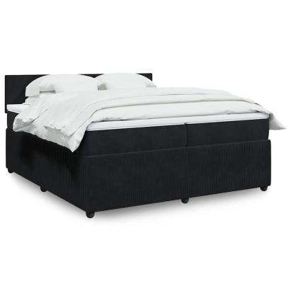 Pat box spring cu saltea, negru, 200x200 cm, catifea GartenMobel Dekor