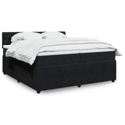 Pat box spring cu saltea, negru, 200x200 cm, catifea GartenMobel Dekor