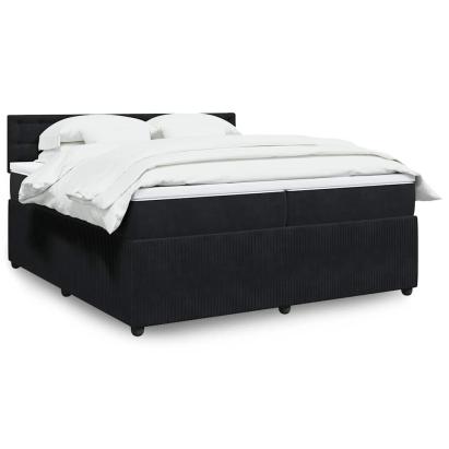 Pat box spring cu saltea, negru, 200x200 cm, catifea GartenMobel Dekor