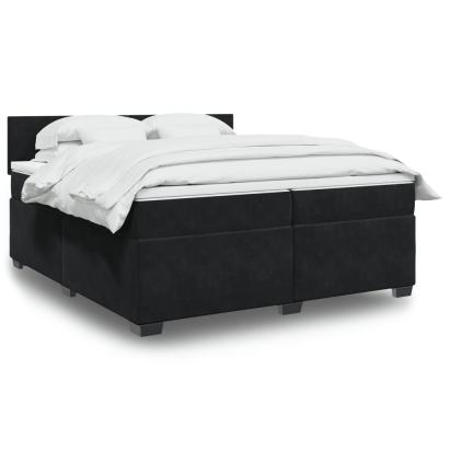 Pat box spring cu saltea, negru, 200x200 cm, catifea GartenMobel Dekor