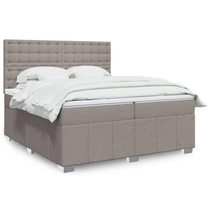 Pat box spring cu saltea, gri taupe, 200x200 cm, textil GartenMobel Dekor
