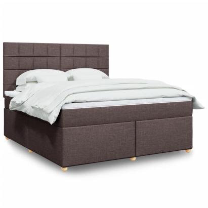 Pat continental cu saltea maro închis 180x200cm material textil GartenMobel Dekor