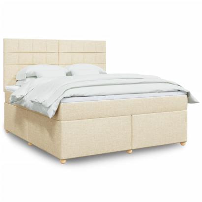 Pat continental cu saltea, crem, 180x200 cm, textil GartenMobel Dekor