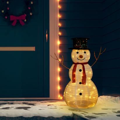 Figurină decorativă Crăciun om de zăpadă LED 90 cm țesătură lux GartenMobel Dekor