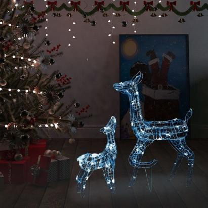 Decorațiune de Crăciun familie de reni 160 LED alb rece acril GartenMobel Dekor