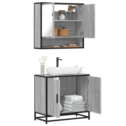 Set mobilier de baie, 2 piese, gri sonoma, lemn prelucrat GartenMobel Dekor