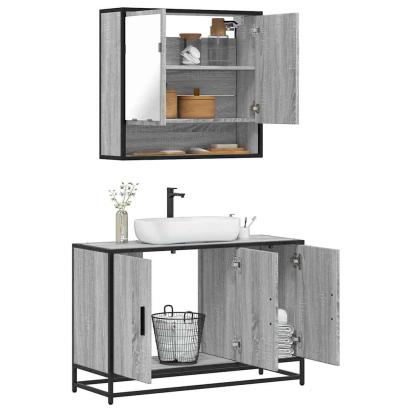 Set mobilier de baie, 2 piese, gri sonoma, lemn prelucrat GartenMobel Dekor