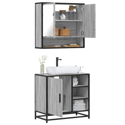 Set mobilier de baie, 2 piese, gri sonoma, lemn prelucrat GartenMobel Dekor