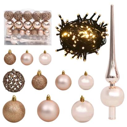 Set globuri Crăciun cu vârf & 150 LED-uri 61 piese, roz auriu GartenMobel Dekor