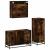 Set mobilier de baie, 3 piese, stejar fumuriu, lemn prelucrat GartenMobel Dekor