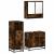 Set mobilier de baie, 3 piese, stejar fumuriu, lemn prelucrat GartenMobel Dekor