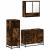 Set mobilier de baie, 3 piese, stejar fumuriu, lemn prelucrat GartenMobel Dekor