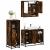 Set mobilier de baie, 3 piese, stejar fumuriu, lemn prelucrat GartenMobel Dekor